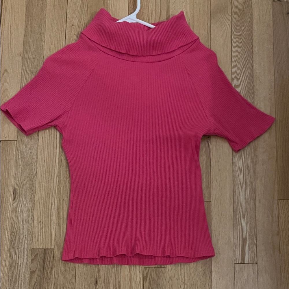 Elena Wang Pink Ribbed Knit Top